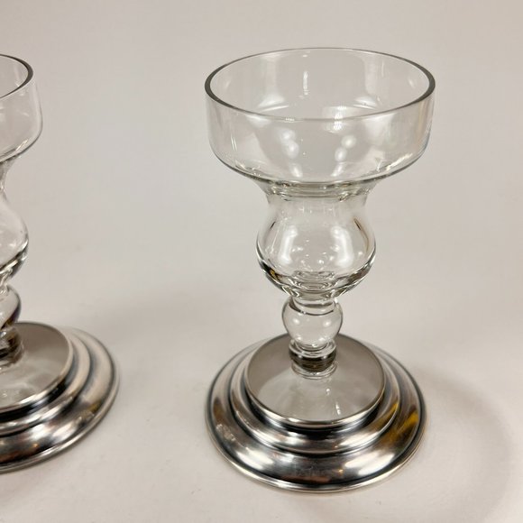 Vtg B I Candle Stick Holder Sterling Silver Base Cut Glass Lot of 2 - Picture 4 of 16